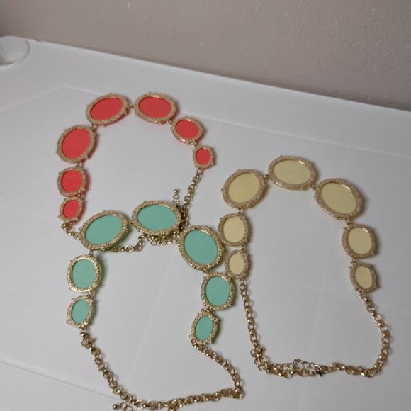 Set Of 3 Colorful Plastic And Metal Necklaces Adjustable 18 To 20 Inches Long - Picture 9 of 14